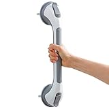 TAILI Haltegriffe für Senioren, MAX 110 KG Haltegriff Dusche ohne Bohren, 43 CM Duschgriff für Senioren ohne Bohren, Abnehmbare Duschgriff mit Saugnapf, Badewannengriff, Griffstangen, Grau