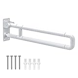 Ovshnrr 75cm WC Haltegriff, Wandstützgriff Klappbar wc Aufstehhilfe toilette 300~350 Kg, Rutschfest für Badezimmer Und Toilette, Haltegriffe für Senioren, Behinderten (white, 75cm)