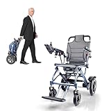 D04 Elektrischer Rollstuhl faltbar leicht, Transportrollstuhl für Senioren, reisetauglich & schmal, bis 150 kg, mit Joystick, 500W Motor, herausnehmbarer 10Ah Akku, bis zu 20 km Reichweite