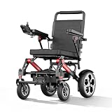 Elektrorollstuhl Faltbar Leicht, 20 km Reichweite ByteTecpeak D10, Flugzeugzulassung, 500 W Motor, 12Ah Akku, Für Senioren & Behinderte, PU-Räder, Bis 150 kg, Outdoor E-Rollstuhl, Rot