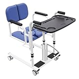 Hydraulischer Patientenlift, 150KG Tragfähigkeit Tragbarer Transportrollstuhl Hydraulischer Transferstuhl Transferhilfe für ältere Menschen mit Rollen für Familien Pflegeheime Krankenhäuser (Blau)