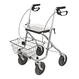 Drive Medical WA015 Migo Rollator aus Stahl, 4 Räder, mit Ablage, silberfarben