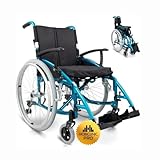 Mobiclinic® PRO, Rollstuhl faltbar leicht, Venecia, Rollen mit Ein-Knopf-Auszug, Dickes Polster, Premium, Aluminium, Geteilte Rückenlehne, Sitzgurt, Sportliche Ästhetik, Faltrollstuhl