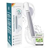 SANIGERS® Haltegriff mit Saugnapf I EXTRA STARKER HALT 110 KG I Haltegriff Dusche ohne Bohren, Haltegriffe für Senioren, Badewannengriff ohne Bohren, Duschgriff mit Saugnapf, Sauggriff Bad