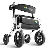 Helavo Rollator mit Pannensicheren Vollgummireifen für Draußen - Faltbarer Aluminium Outdoor-Rollator mit Sitz - Maximale Mobilität & Komfort im Außenbereich