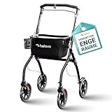 Helavo schmaler Wohnungsrollator - 53 cm breiter Rollator für Wohnung - Indoor-Rollator mit Tablett und Transportkorb