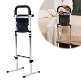 Aufsteh-und Sitzhilfe, Stabile Aufstehhilfe für Senioren, 5 Stufen Einstellbar mit Lampen und Lagerbeutel, Mobilitäts- und Alltagshilfen für ältere Menschen, Schwangere und Behinderte，Belastbar 136kg