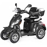 VELECO FASTER - Mobilitätsroller mit 4 Rädern – komplett montiert und fahrbereit – sicher und stabil – Alarm – geräumiger Stauraum - Rückwärtsgang - Vierrad Seniorenmobil (GRAU)