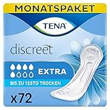 TENA Discreet Extra - 72 Einlagen im Monatspaket (6 x 12 Stück), einzeln verpackt - Hygieneeinlagen für Frauen - bei mittlerer Blasenschwäche und Inkontinenz