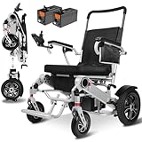 Tripaide 700W Motor - 48KM (Nur 13KG) Leicht Teilbarer Elektrorollstuhl mit 52cm Sitzbreite Rollstuhl Abdeckung Rucksack, All Terrain Faltbar Rollstuhl Elektrisch Tragfähigkeit 150KG